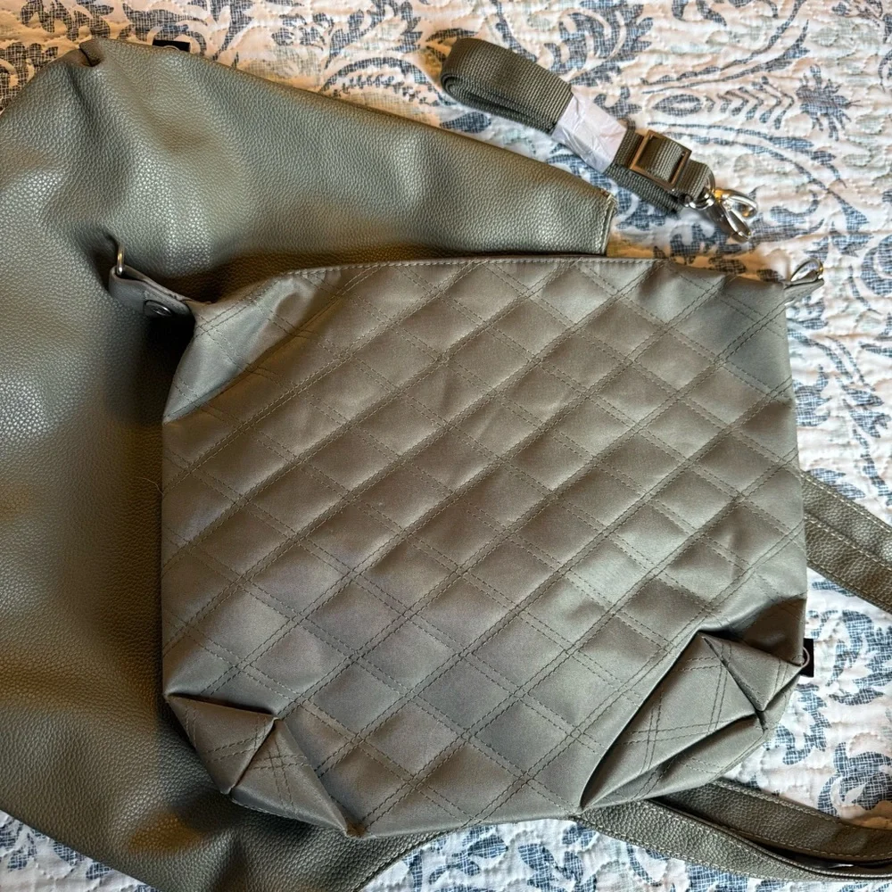 Sage Green Over the Shoulder Laptop Bag with Detachable Inner Purse